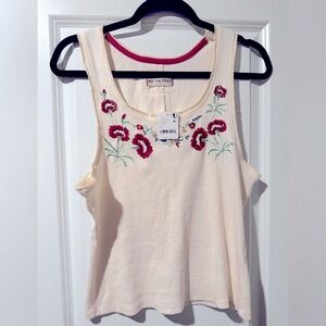 We The Free Floral Embroidered Tank Top - Cream and Red